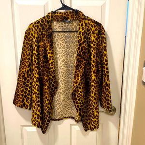 3/4 sleeve leopard print blazer